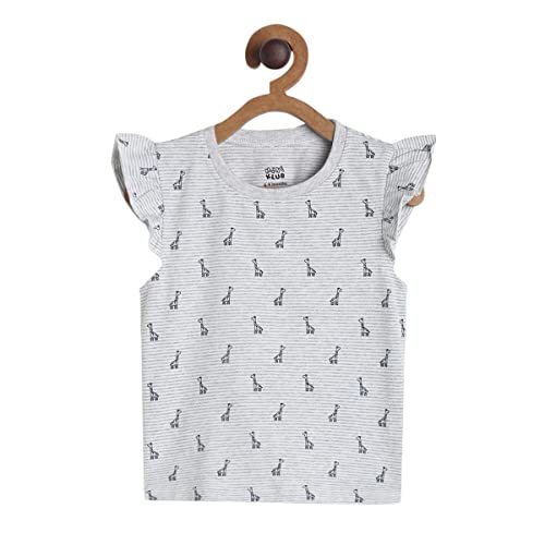 Image of miniklub Girls Grey & Black Printed Top With Leggings