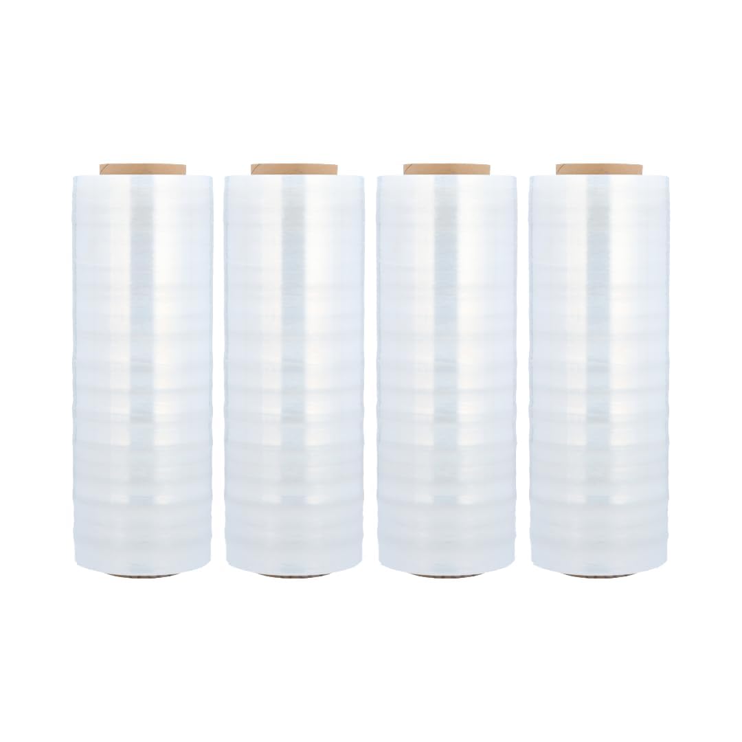 PSBM 4 Rolls 18 Inch x 1000 Feet 100 Gauge Stretch Film/Wrap, Heavy Duty Industrial Strength Clear Shrink/Plastic Wrap for Moving, Packing, Shipping, Pallet Wrapping & Storage