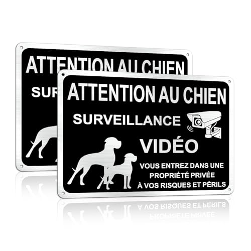 SINMAO Panneau Attention Au Chien avec Video Surveillance Aluminium 18x25cm, Imperméable,...