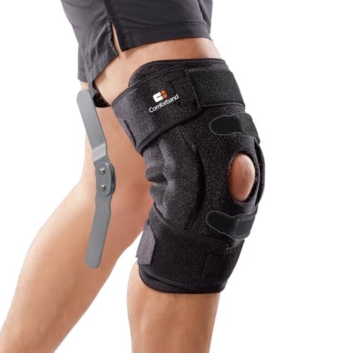 Comforband Adjustable Hinged Knee Brace, with Dual Side Polycentric Hinges – Stabilizing Knee Brace for ACL PCL MCL Ligament Injuries, Meniscus Tear, Arthritis, Surgery Recovery (S/M)