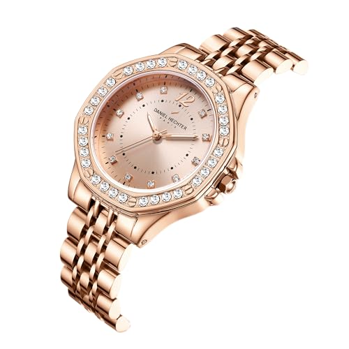 Image of Daniel Hechter Paris Vendome Collection Analog Watch for Women with Round Dial, Crystal Studded Bezel, Crystal Accents and Stainless Steel Strap - DHW2009