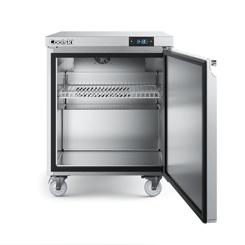 Image of Coolski 27 inchW Commercial Freezer Undercounter Worktop, 7.5 Cu.ft. Stainless Steel Worktop Food Prep Freezer, -13℉to -5℉, Single Door 1 Shelve Fridge for Restaurant /Bar /Diner /Kitchen Use
