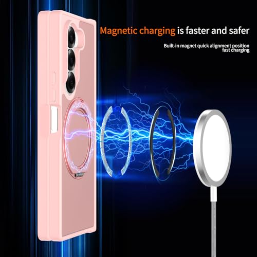 Coque Samsung Z Fold 6 rose doux au toucher avec support aimanté - 6