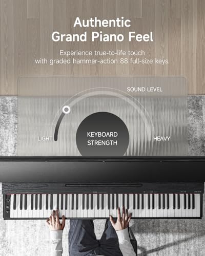 Image of Donner OURA S300 Digital Piano 88 Key Weighted Keyboard for Advanced, Electric Piano with 88 Keys Graded Hammer Standard Keyborad, Boasts Bluetooth, Local Off, 2*15 W, Half-pedal, 256 Polyphony, Black