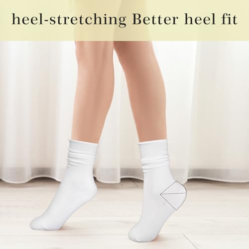 3Pairs Slouch Socks for Women, Cotton Crew Scrunch Socks with Seamless Toe Slouchy Long Socks for Women Teen Girls4