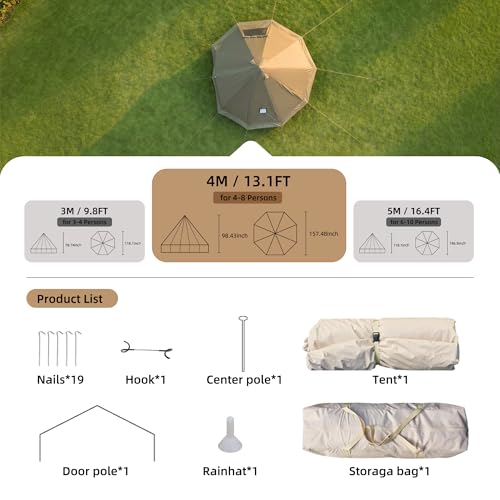 Carpa impermeable beige campana 4 estaciones 13 pies 8 personas miniatura 3