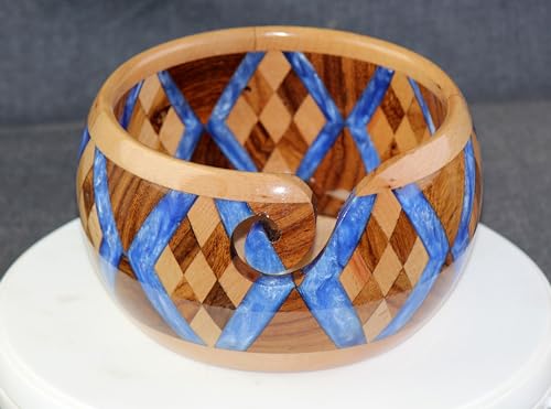 Image of Wooden Yarn Bowl for Knitting Yarn Bowl for Crocheting, Yarn Storage Bowl to Prevent Slipping, Wooden Yarn Holder, Best Gift for Crochet (#Design-6)