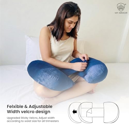 Image of MYARMOR Pregnancy Pillow | Dual Pregnancy Wedge Pillows for Back & Belly Support | Adjustable Butterfly Design | Travel-Friendly Pregnancy Pillow