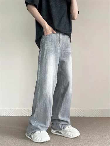 Men Vintage Baggy Jeans Harajuku Casual Y2k Pants Straight Wide Denim Trousers3