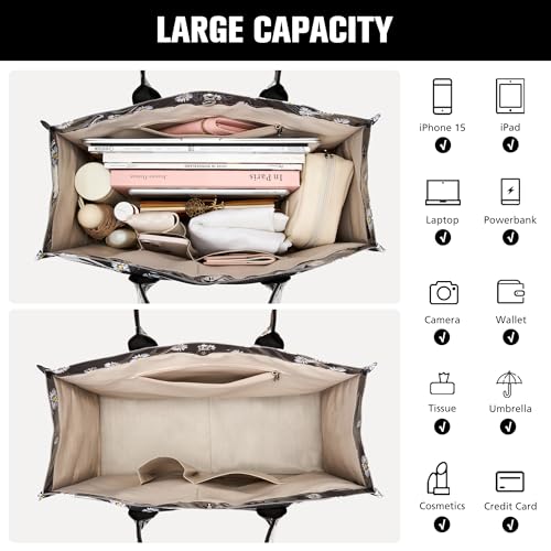 Image of KALIDI PVC Tote Bag Women's Kraft Paper Work Handbags Purses with Top Handle