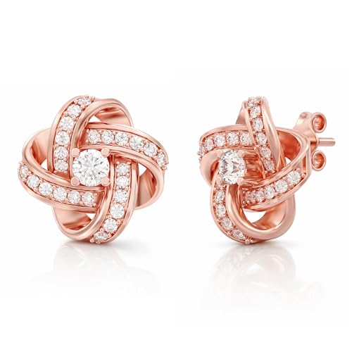Image of TRUESILVER ACPL 925 Sterling Silver BIS Hallmarked Stud Earrings for Women & Girls |Sparkling Stone Embellished Elegant Design | Lightweight Daily Wear Jewellery | Gift for Women