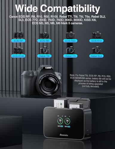 Image of LP-E17 Battery and Fast 20W Dual Charger for Canon EOS R8,R50,R100,RP,R10, Rebel T7i,T6i,T8i,T6s,SL2,SL3, EOS M3,M5,M6,77D,200D,250D,750D,760D,800D,8000D with SD Card Slot