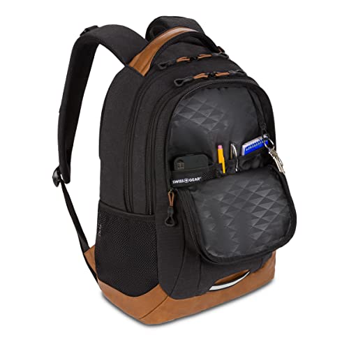 SwissGear Cecil 5505 Laptop Backpack, Black Canvas/Brown, 18Inch Bagy.io