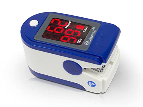 Pulsossimetro portatile Misuratore di saturazione dellossigeno SpO2 monitor del polso display a LED lettura istantanea batteria a lunga durata 30 ore