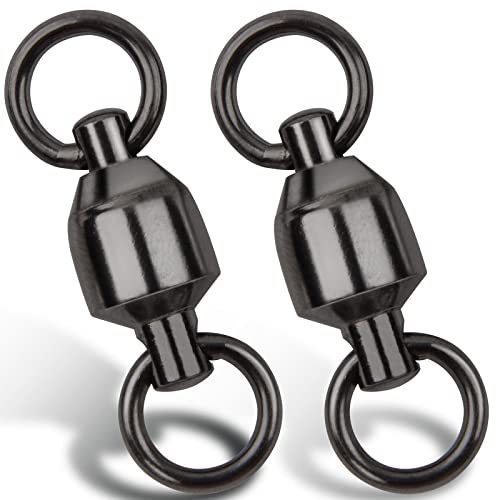 JSHANMEI Fishing Swivels Ball Bearing Swivels Heavy Duty Stainless Steel Solid Welded Rings Black Nickel High Strength Freshwater Saltwater Swivels Fishing Tackle Connector #0 15pcs