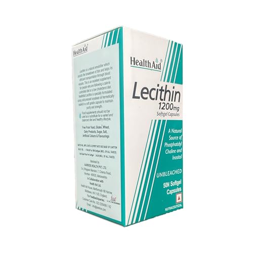 Image of HealthAid Lecithin 1200mg - 50 Softgel Capsules | Non-GMO Lecithin Supplement | Supports Brain Function, Liver Health, Fat Metabolism & Digestive Wellness