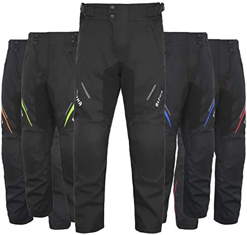All Season Motorcycle Pants Men Motocross Offroad Overpants Touring Adventure Dual Enduro Waterproof CE Armor (Black, Waist 34"-36" Inseam 30")