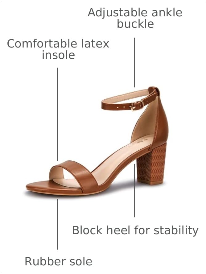 Image of PARTY Women's Chunky Block Heels Open Toe Ankle Strap 3 Inch Heeled Sandals Comfortable for Wedding and Prom