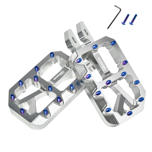 Woodniu Racein Dirt Bike Foot Pegs for Ebike Surron Light Bee X S Color Prickly Peg Motorcycle Aluminum Alloy Pedal for Segway X160 X260/Talaria X3 X4/E Ride PRO SS Silver Body Blue Brilliant Spikes
