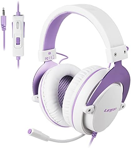 SUPSOO Stereo Gaming Headphones for PS4, PC, Xbox One Controller, Noise Cancelling Over Ear Headphones with Mic, Bass Encompass, Gentle Reminiscence Earmuffs for Laptop computer Mac Nintendo Swap Video games (L19-purple)
