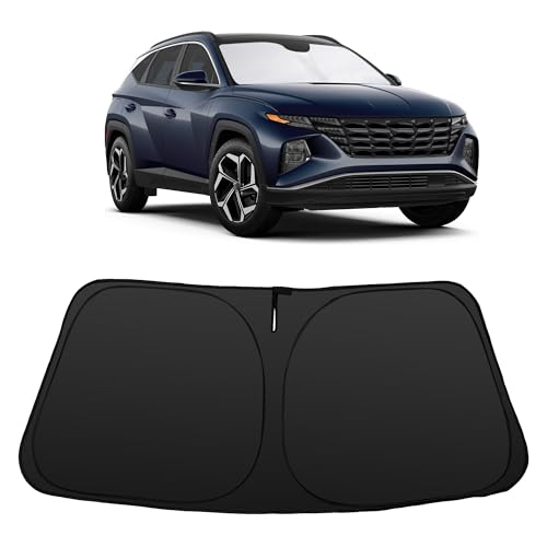 Image of Windshield Sun Shade for 2022 2023 2024 2025 2026 Tucson Hyundai | Foldable, Full covered for windshield, Block UV Rays, Heat Reduction, Easy to install, Keeps Car Cooler