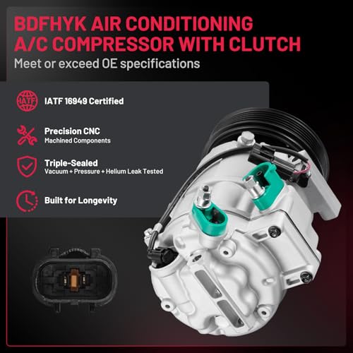 BDFHYK 178315 Air Conditioning A/C Compressor with Clutch Compatible with Hyundai Equus V8 5.0L 2011-2013, Genesis V8 4.6L 2009-2012