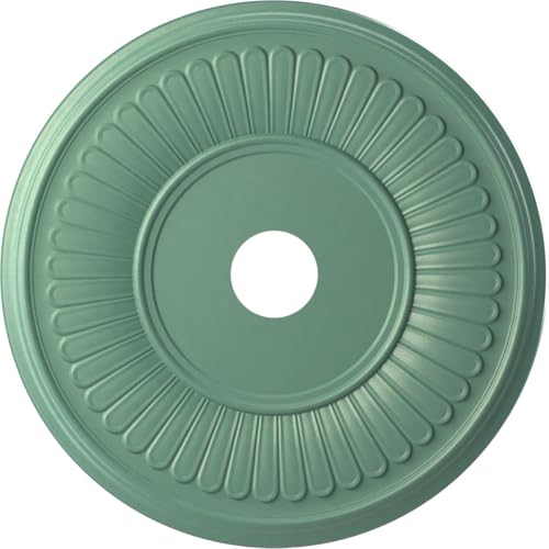 Image of Ekena Millwork CMP22BEFSM Berkshire Thermoformed PVC Ceiling Medallion (Fits Canopies up to 10 1 /8 inch), 22 inchOD x 3 1 /2 inchID x 1 inchP, Universal Pearl Metallic Sea Mist