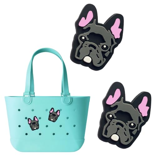 CHARIBEA French Bulldog Dog Charms for Bogg Bag - Set of 2 PVC Rubber Inserts, Compatible with Bogg Bag Accessories, Beach Bag Charms Inserts Accessories for Women Girls 1 (B1)