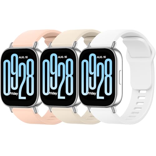 Mugust�o���h Redmi Watch 5 Active/Redmi Watch 5 Lite�X�g���b�v�p �\�t�g�V���R�����o�[ �X�|�[�c�E�H�b�`�X�g���b�v Xiaomi 5 Lite/5 Active�X�g���b�v�p (�z���C�g+�x�[�W��+�s���N)