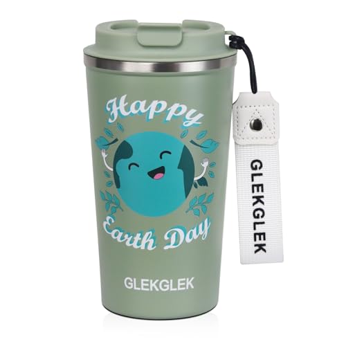 GLEKGLEK Tierra Taza Térmica 500ml, Reutilizable Vaso Termo Cafe para llevar, Antiderrames Frascos de Viaje para Niños Niñas Regalos