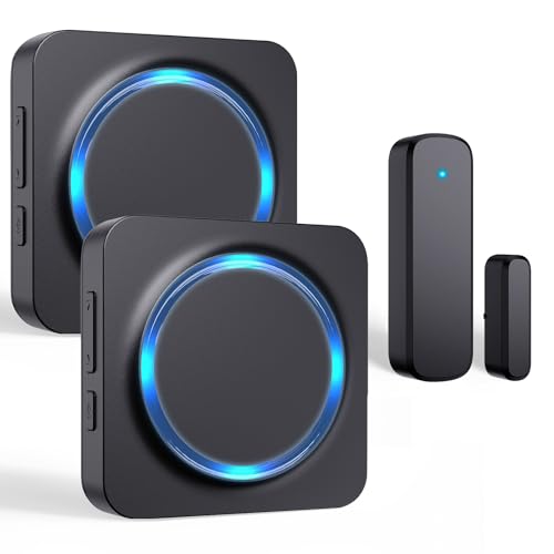 Door Chime, Door Chimes When Door Opens, Door Sensor Door Open Alarm with 600 FT Range, 32 Chimes 5 Adjustable Volume, Door Ringer Alert for Business/Home/Kids When Entering (2Receivers+1Sensor)