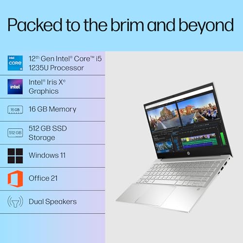 HP Pavilion Touchscreen 12th Gen Intel Core i5-1235U, 16GB DDR4, 512GB SSD, (Win11,Office21,Silver,1.41 kg), IPS,14-inch (35.6cm) FHD Laptop, Intel... - Image 2