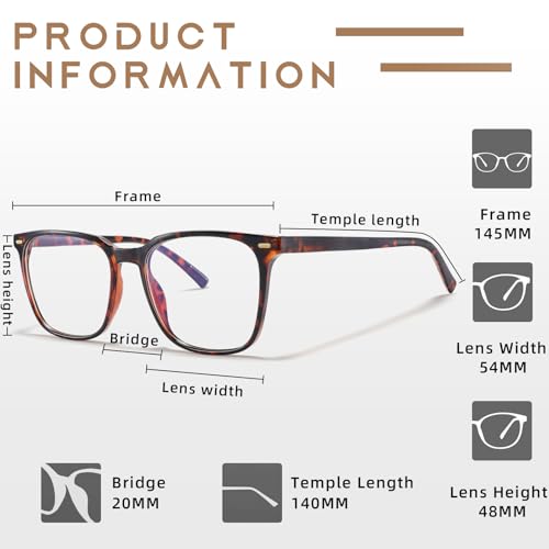 Image of Oversized Square Blue Light Blocking Glasses for Women Men, Anti-Fatigue Computer Monitor Glasses Reduce Eye Strain