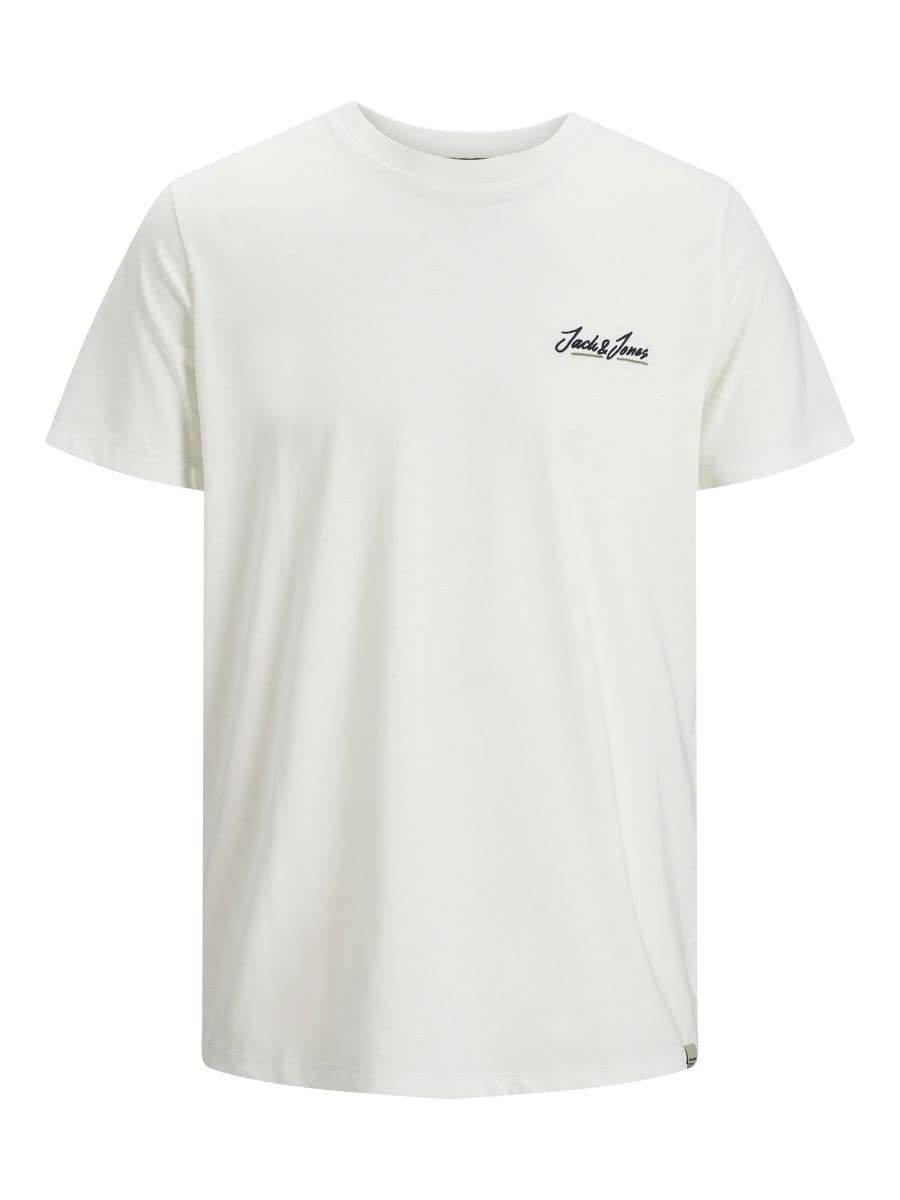 Jack & Jones Men's White Logo Casual T-Shirt Crew Neck Short Sleeve, - S