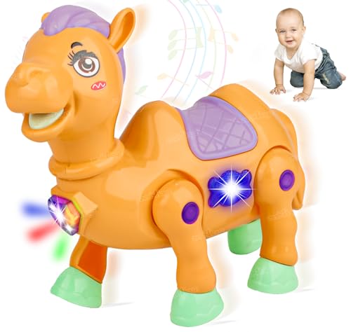 Image of Zest 4 Toyz Musical Toy for Kids | Musical Camel Toy for Kids | Flashing Lights & Sound Toys | Interactive Baby Crawling Toy | Battery Operated Toys | Birthday Gift for Boys and Girls - Orange