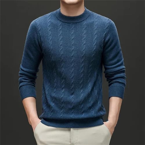 Men’S Wool Cashmere Blend Sweater Classic Solid Color Casual O-Neck Long Sleeve Pullover Jumper Tops2