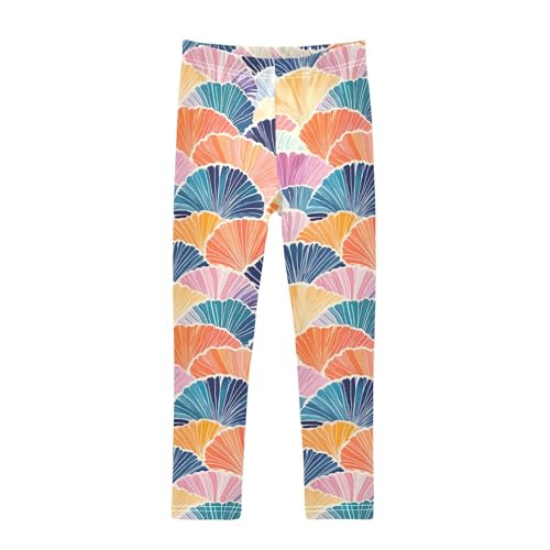 Hand Drawn Cute Japanese Fans Kids Baby Girls Active Leggings Fashion High Waisted Yoga Pants Running