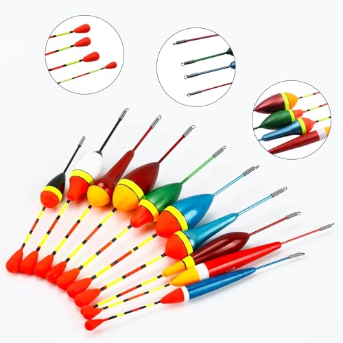 10 Stück Posen Angeln Set Angelposen Schwimmer Angeln Forelle Herausnehmbare Schwimmer Set Angeln Posenset als Angelzubehör und Schwimmerset mit 100 Bleischrot Angeln für Friedfisch Forellen und Pose