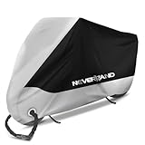 NEVERLAND バイクカバー 車体カバー 丈夫 厚手 190Tオックス生地 撥水 前後ロック穴有り 盗難防止 風飛び防止 耐久 通用型 収納袋付き オレンジ ブラック XL…