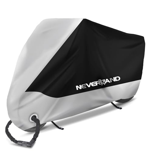 NEVERLAND バイクカバー 原付 カバー 50cc-125cc用 厚手190T 盗難防止ロック穴 防水 撥水加工 風飛び防止 固定バックル 防埃 防紫外線 スクーター バイク用のカバー 収納バッグ付き (M: 200x90x100cm)