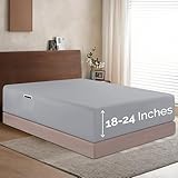 Elegant Comfort Dimensiones de tamaño King: sábana bajera ajustable de 78 x 80 pulgadas. Se adapta a colchones de hasta 18 a 24 pulgadas para colchones altos extra profundos. Nuestras sábanas bajeras individuales son suaves, ligeras, cálidas y transpirables. Nuevos bolsillos de almacenamiento inteligentes en ambos lados. Totalmente elástico, así como cuatro correas elásticas adicionales, una en cada esquina.