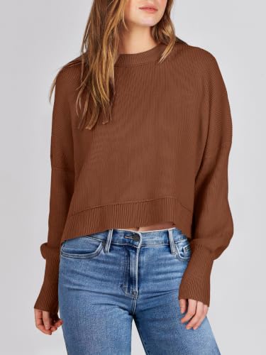 Image of ANRABESS Cropped Sweaters for Women Long Sleeve Oversized Fall Outfits