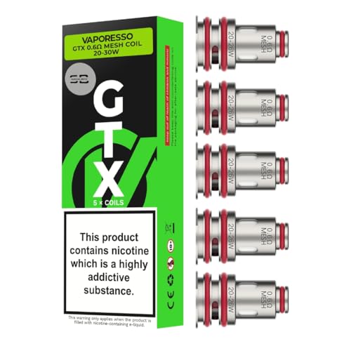 Vaporesso GTX Coils [0.6] - 5 Pack - Available in 0.2 0.3 0.4 0.6 0.8 - Compatible with Target Luxe GTX Swag Armour Gen Series - No Nicotine