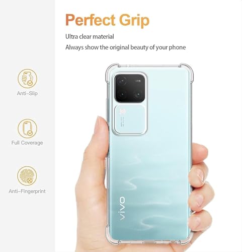 Image of Lustree Compatible with vivo V30 PRO 5G Back Cover| Clear + TPU Case with 4 Corner Air Cushion Protection & Camera Protection | Slim& Stylus Cover for vivo V30 PRO 5G