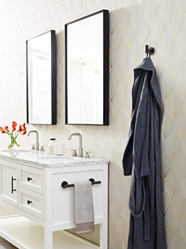 Image of Amerock Arrondi 9 inch Matte Black Towel Bar | Decorative bathroom hardware in durable Stainless Steel construction; mounting hardware included for easy installation