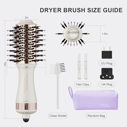 Image of 4-in-1 Travel Dual Voltage Hair Dryer Brush 110-240V Blow Dryer Brush
