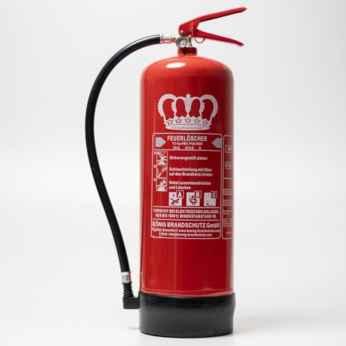 König 12 kg Pulverlöscher ABC Dauerdruck 15 LE DIN EN3 inkl. 1 x Wandhalter und 1 x Instandhaltungsnachweis Gültigkeit 2 Jahre, König Brandschutz