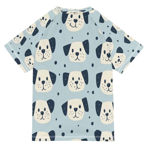 Kids Swimsuit Cute Dog Funny Blue Sunscreen T-Shirts Swimwear Sets UPF 50+2