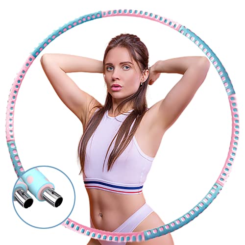 LUCO LUCO Weighted Exercise Hoop - Detachable and Adjustable Weighted Fitness Hoops for Exercise & Lose Weight - Fitness Exercise Equipment for Fat Burn & Perfect Figure (Pink/Blue)