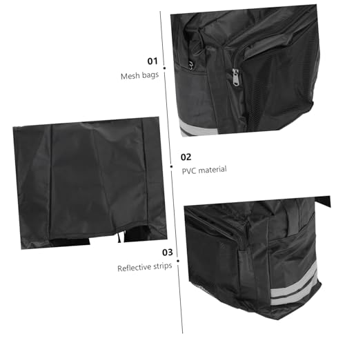 Sacoche double porte-bagages vélo arrière en PVC noir à grosse capacité pour VTT